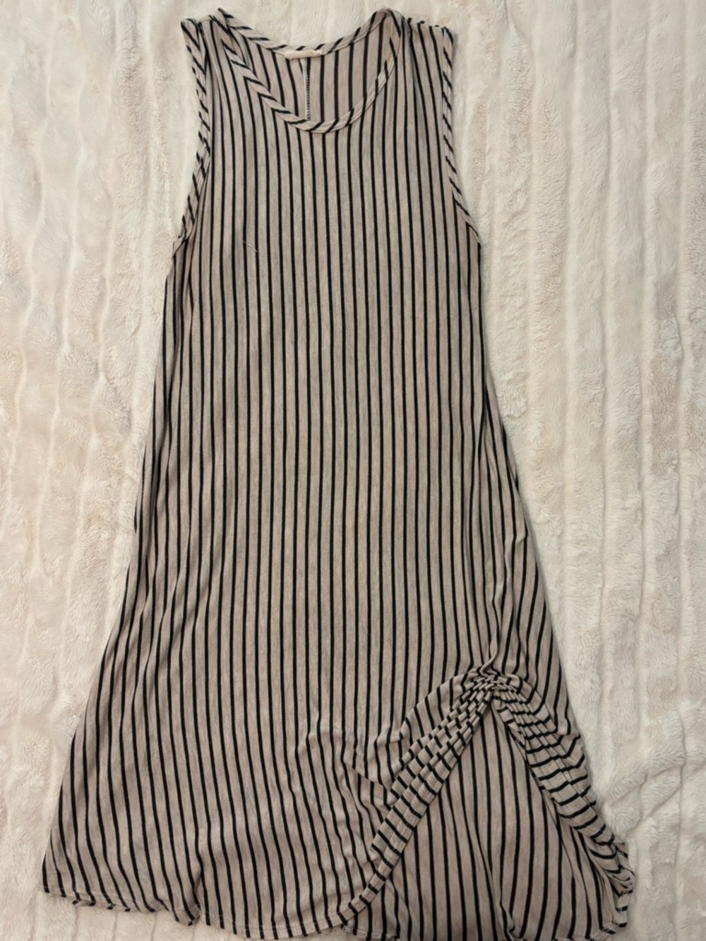 Pinc Black and Cream Striped Sleeveless Midi Dress